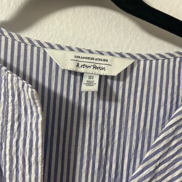 & Other Stories white and blue striped Coverup - Picture 3 of 4